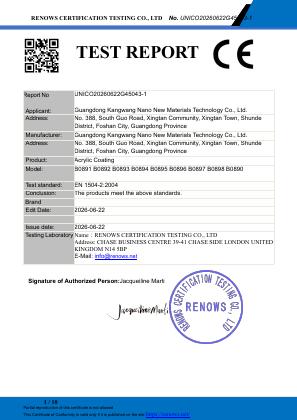 Test Report – Acrylic Coating